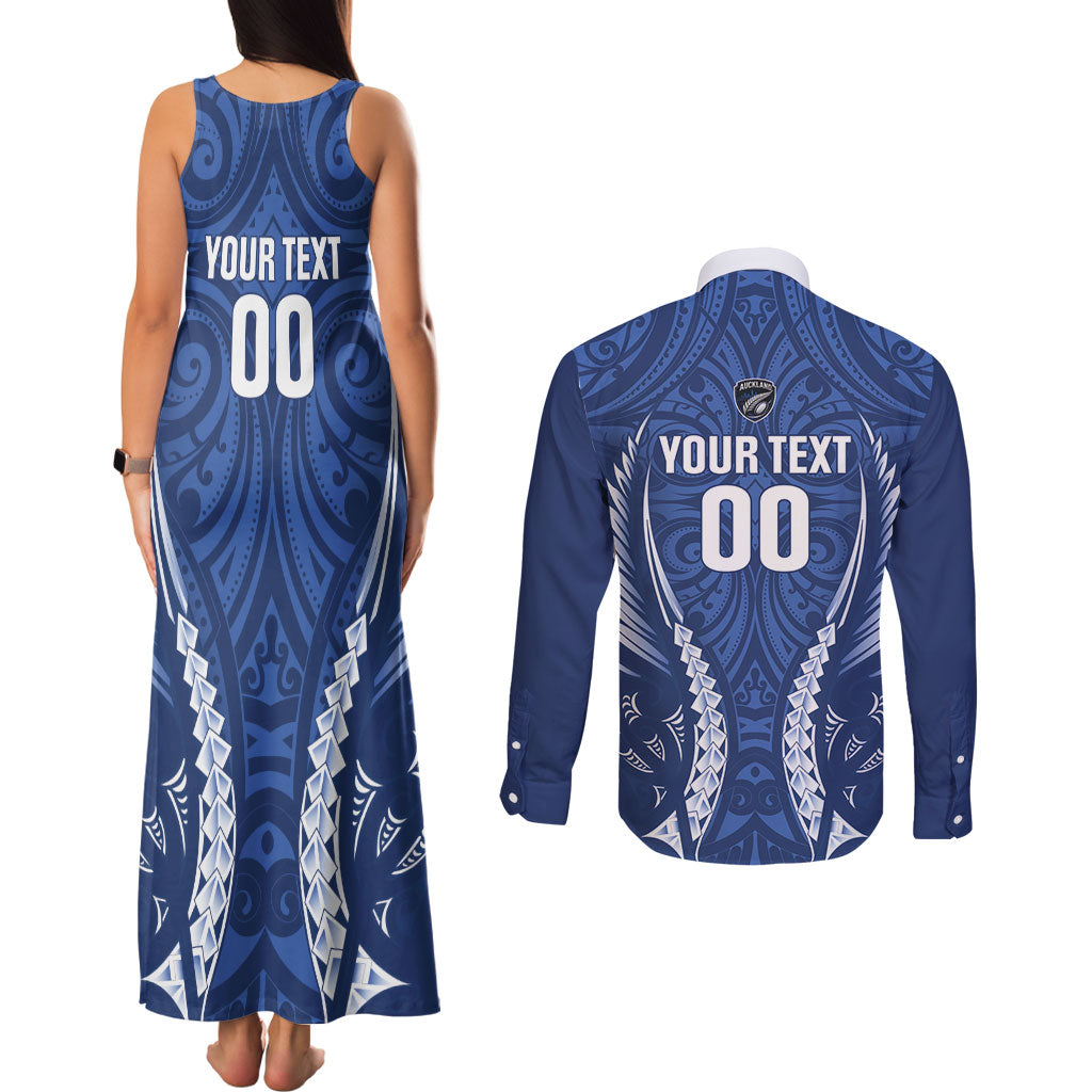 Auckland 2026 Rugby Custom Couples Matching Tank Maxi Dress and Long Sleeve Button Shirt NZ Maori Silver Fern