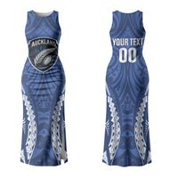 Auckland 2026 Rugby Custom Couples Matching Tank Maxi Dress and Long Sleeve Button Shirt NZ Maori Silver Fern LT14 - Polynesian Pride