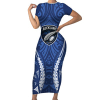 Auckland 2026 Rugby Custom Family Matching Short Sleeve Bodycon Dress and Hawaiian Shirt NZ Maori Silver Fern