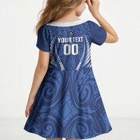 Auckland 2026 Rugby Custom Kid Short Sleeve Dress NZ Maori Silver Fern LT14 - Polynesian Pride