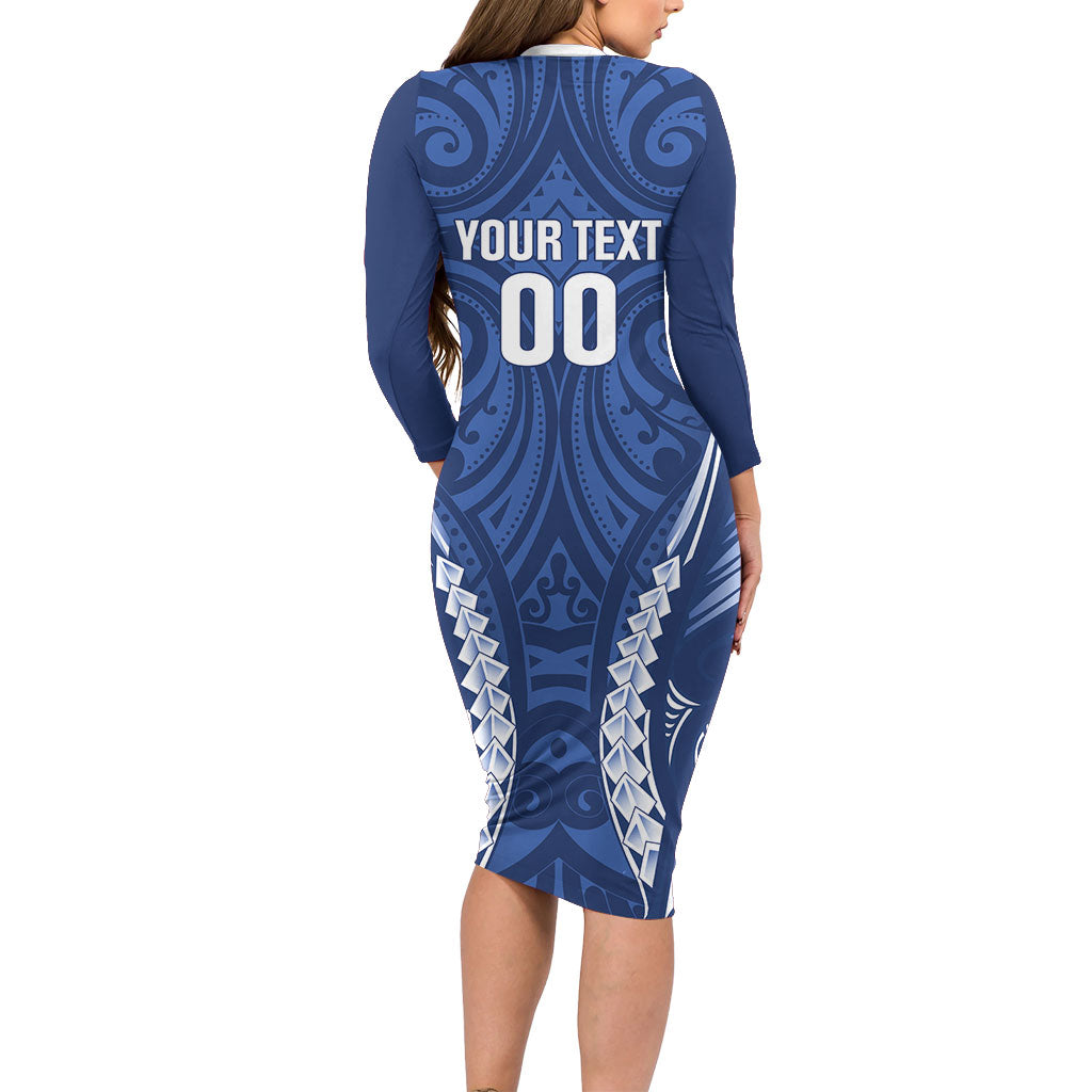 Auckland 2026 Rugby Custom Long Sleeve Bodycon Dress NZ Maori Silver Fern