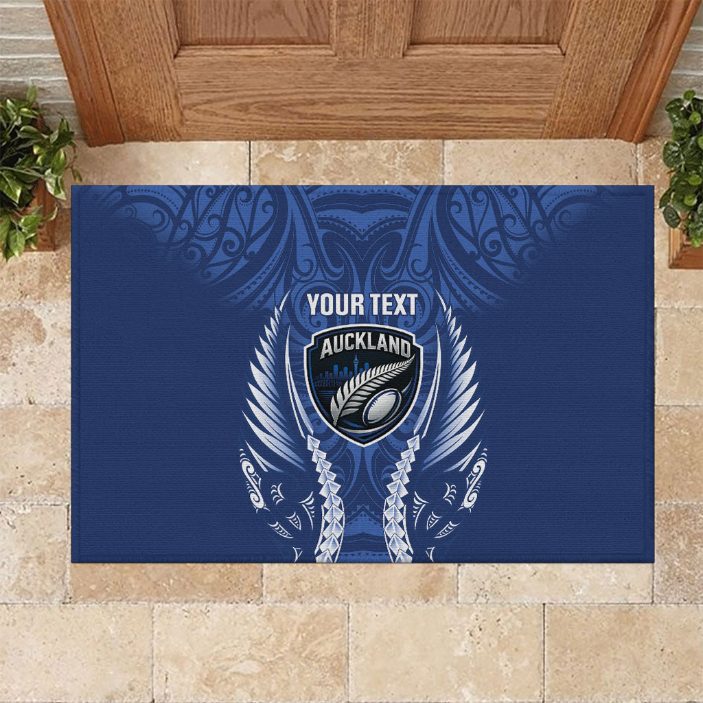 Auckland 2026 Rugby Custom Rubber Doormat NZ Maori Silver Fern LT14 Blue - Polynesian Pride