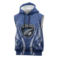 Auckland 2026 Rugby Custom Sleeveless Hoodie NZ Maori Silver Fern LT14 Blue - Polynesian Pride