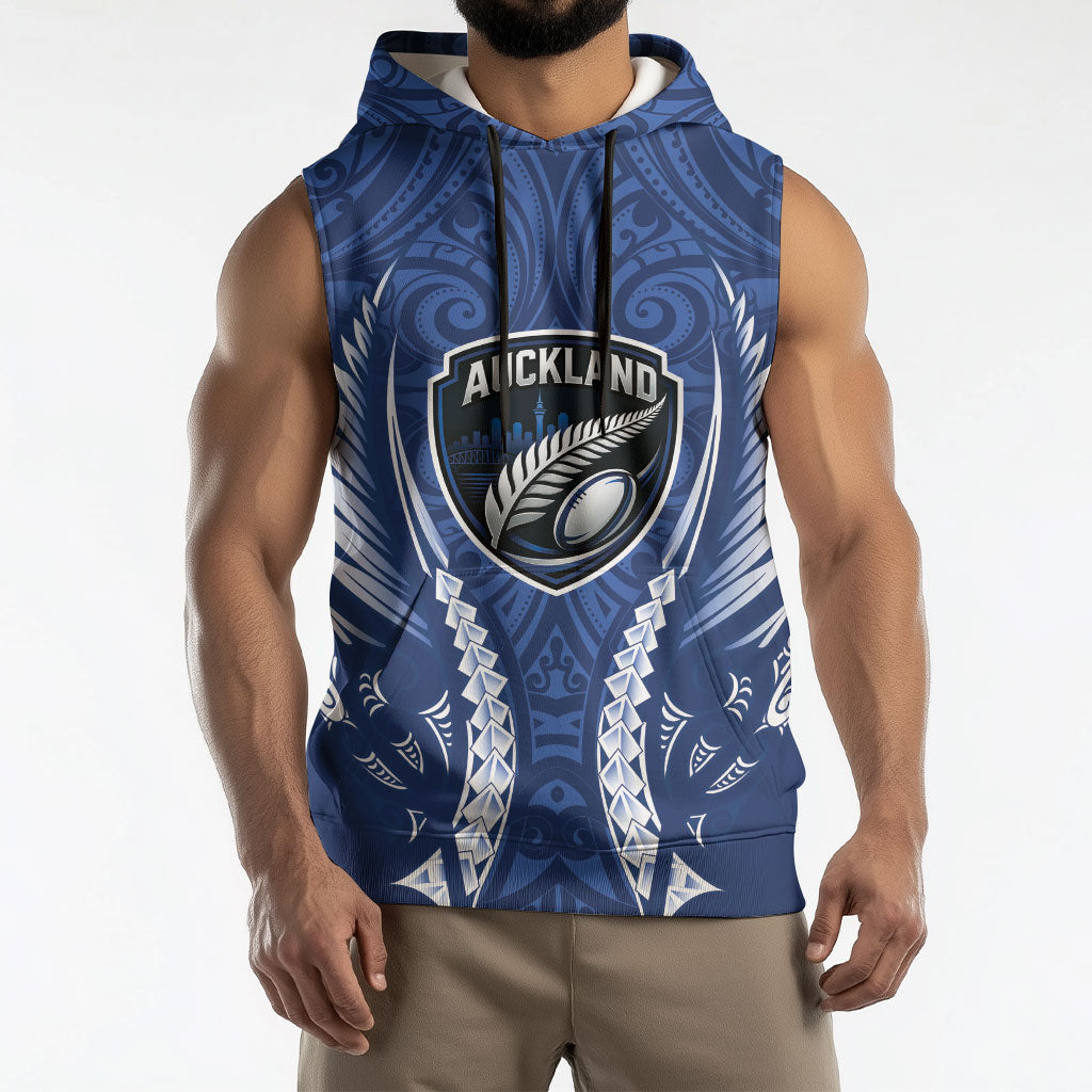 Auckland 2026 Rugby Custom Sleeveless Hoodie NZ Maori Silver Fern LT14 - Polynesian Pride