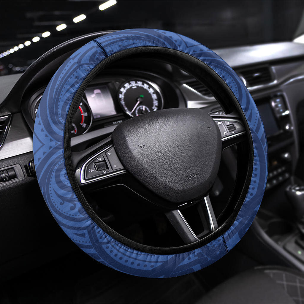 Auckland 2026 Rugby Custom Steering Wheel Cover NZ Maori Silver Fern LT14 Universal Fit Blue - Polynesian Pride