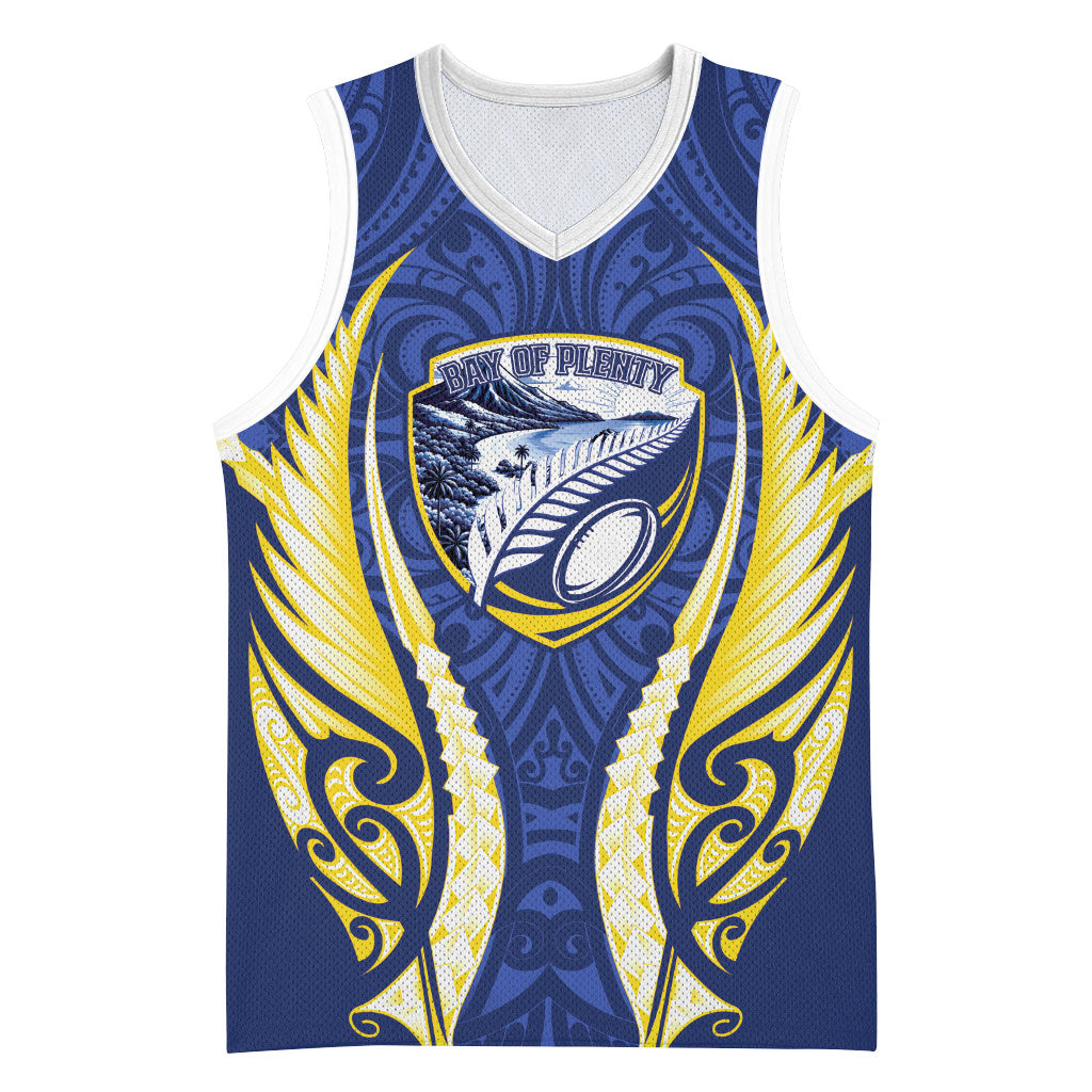 Bay of Plenty 2026 Rugby Custom Basketball Jersey NZ Maori Silver Fern LT14 Unisex Blue - Polynesian Pride