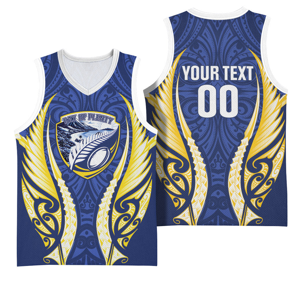 Bay of Plenty 2026 Rugby Custom Basketball Jersey NZ Maori Silver Fern LT14 - Polynesian Pride