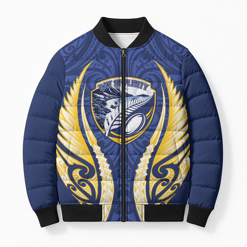 Bay of Plenty 2026 Rugby Custom Bomber Puffer Jacket NZ Maori Silver Fern