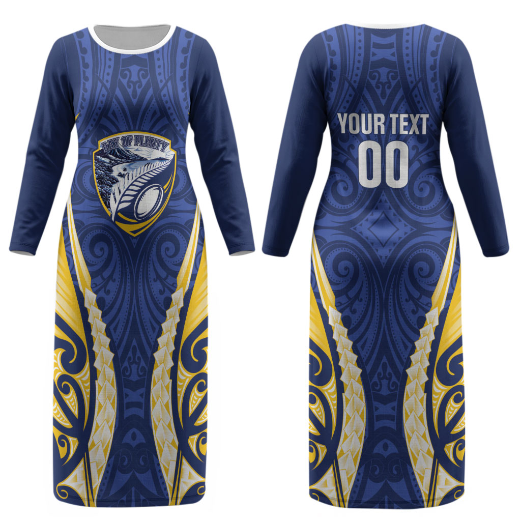 Bay of Plenty 2026 Rugby Custom Couples Matching Long Sleeve Bodycon Dress and Hawaiian Shirt NZ Maori Silver Fern LT14 - Polynesian Pride