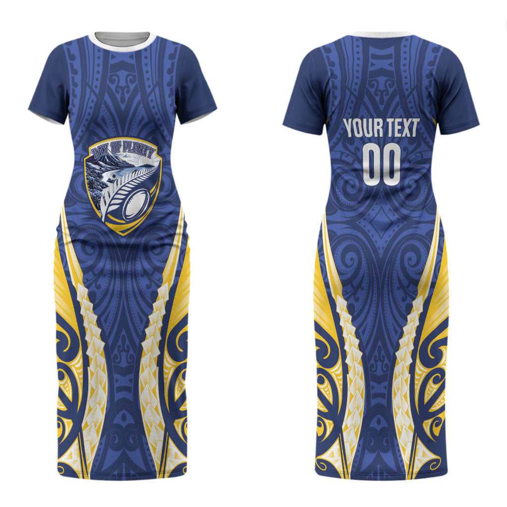 Bay of Plenty 2026 Rugby Custom Couples Matching Short Sleeve Bodycon Dress and Hawaiian Shirt NZ Maori Silver Fern LT14 - Polynesian Pride
