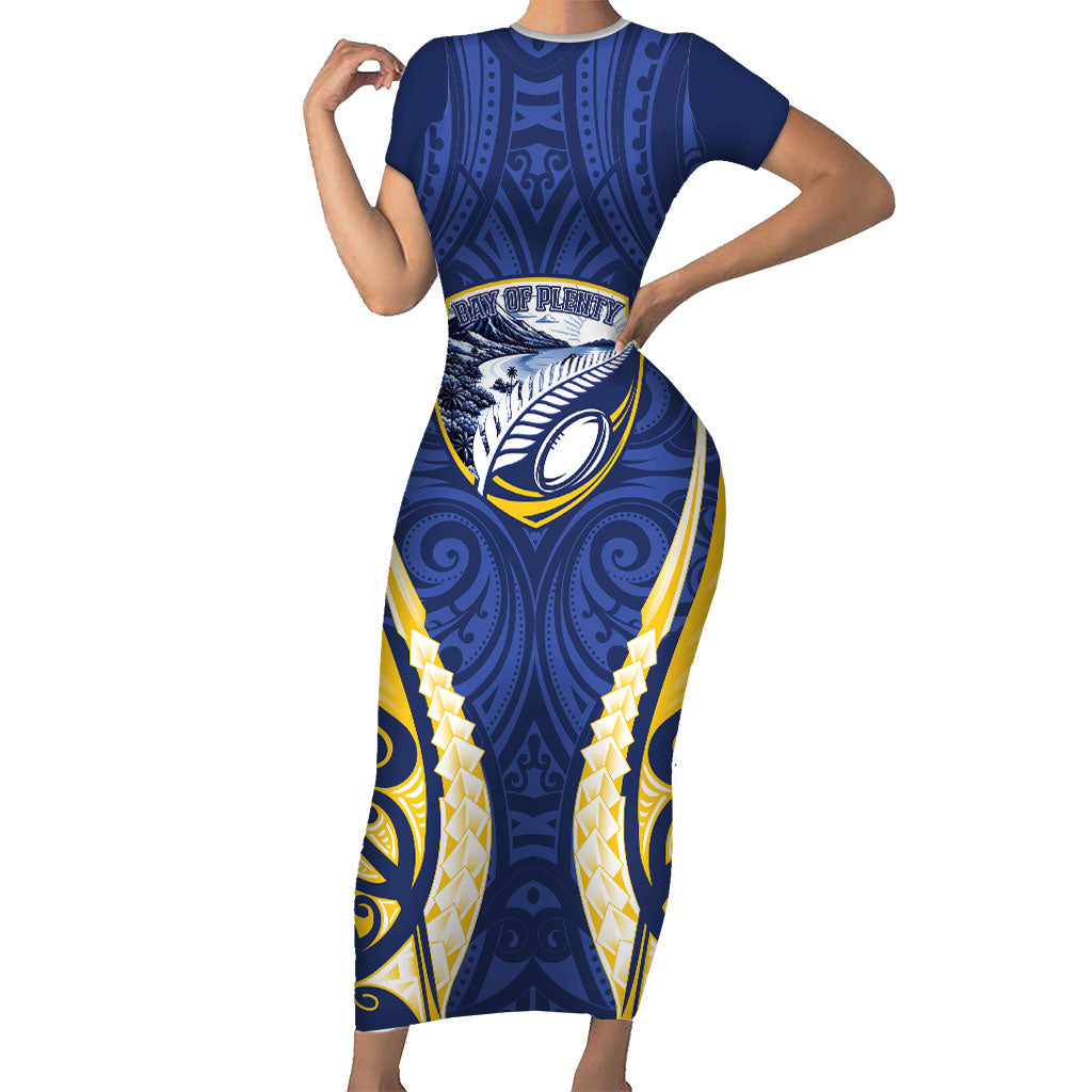 Bay of Plenty 2026 Rugby Custom Family Matching Short Sleeve Bodycon Dress and Hawaiian Shirt NZ Maori Silver Fern