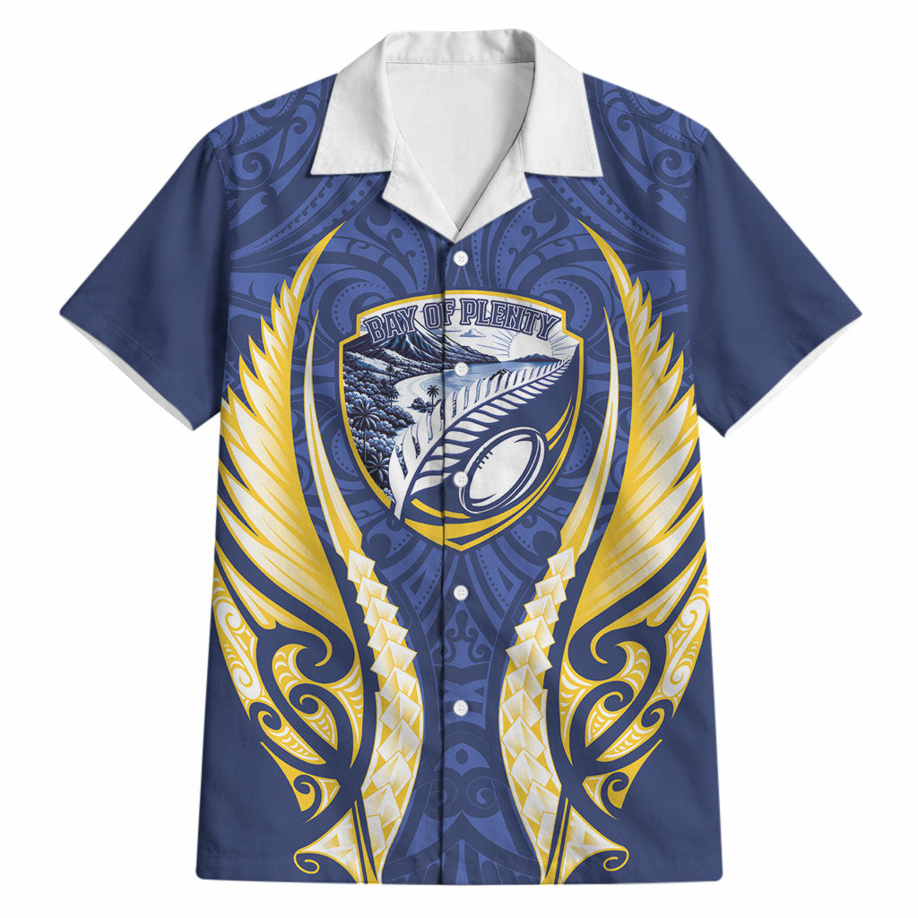 Bay of Plenty 2026 Rugby Custom Hawaiian Shirt NZ Maori Silver Fern LT14 Blue - Polynesian Pride
