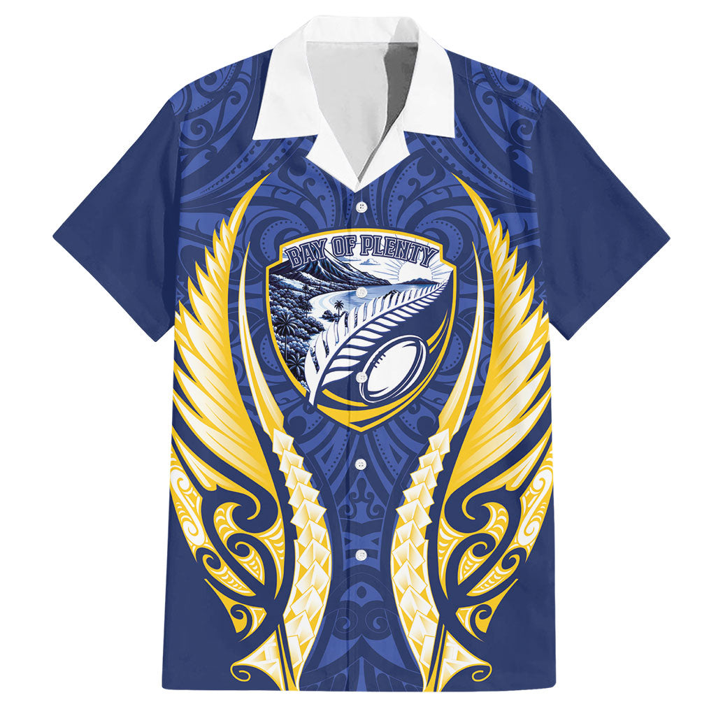 Bay of Plenty 2026 Rugby Custom Hawaiian Shirt NZ Maori Silver Fern LT14 Blue - Polynesian Pride