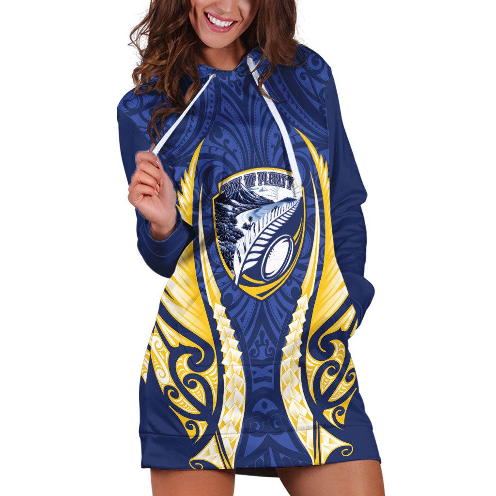 Bay of Plenty 2026 Rugby Custom Hoodie Dress NZ Maori Silver Fern LT14 Blue - Polynesian Pride