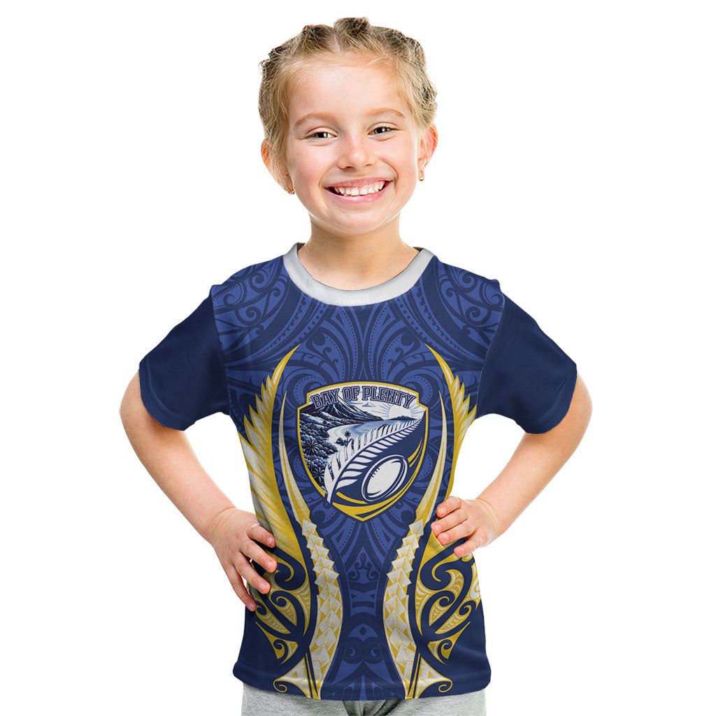 Bay of Plenty 2026 Rugby Custom Kid T Shirt NZ Maori Silver Fern LT14 Blue - Polynesian Pride
