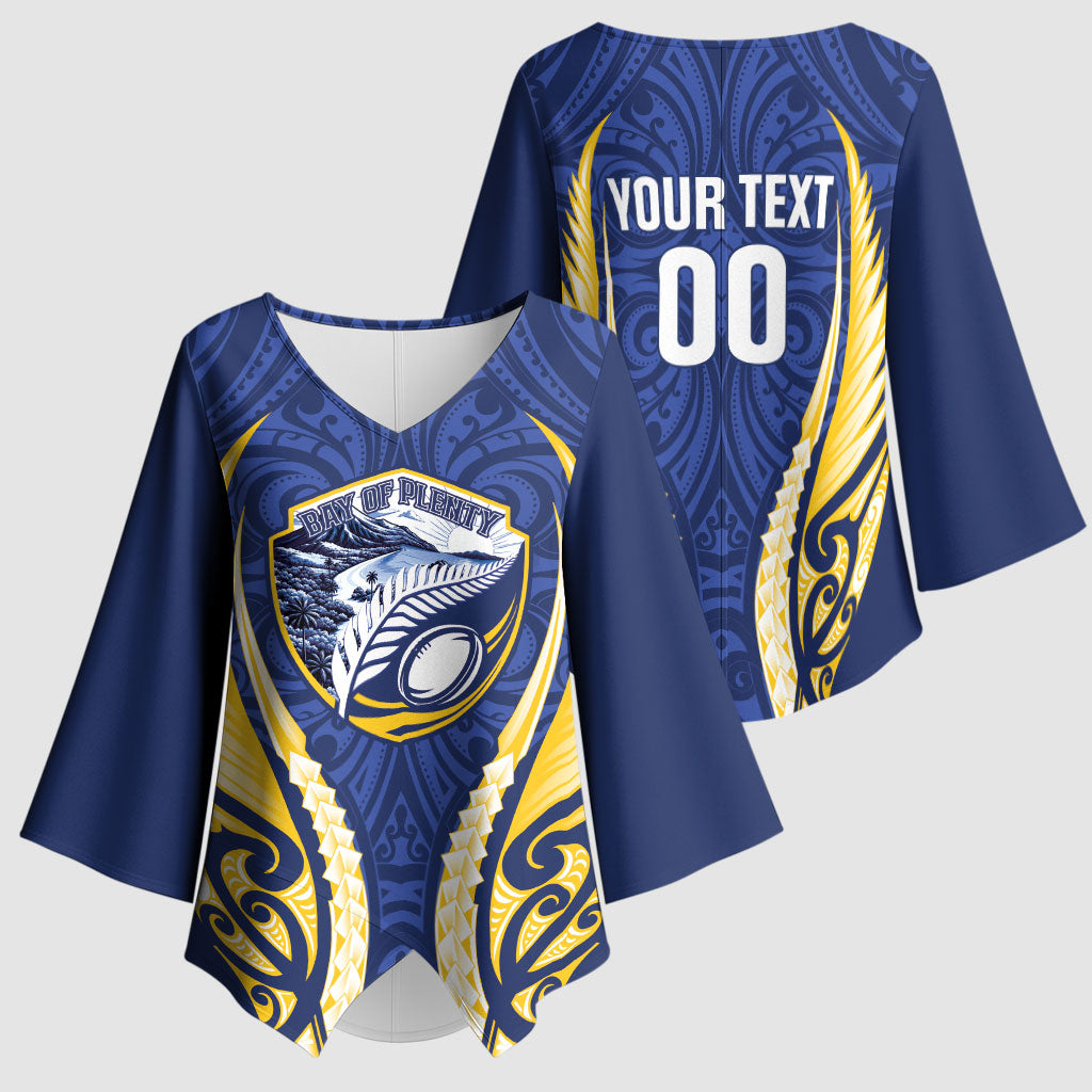 Bay of Plenty 2026 Rugby Custom Kimono Sleeve Blouse NZ Maori Silver Fern LT14 - Polynesian Pride