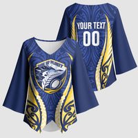 Bay of Plenty 2026 Rugby Custom Kimono Sleeve Blouse NZ Maori Silver Fern LT14 - Polynesian Pride