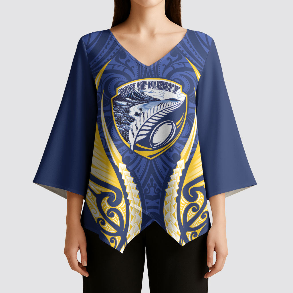 Bay of Plenty 2026 Rugby Custom Kimono Sleeve Blouse NZ Maori Silver Fern LT14 - Polynesian Pride