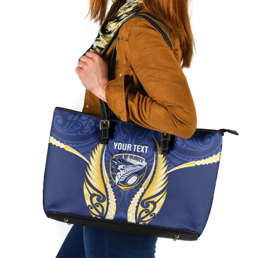 Bay of Plenty 2026 Rugby Custom Leather Tote Bag NZ Maori Silver Fern LT14 Blue - Polynesian Pride