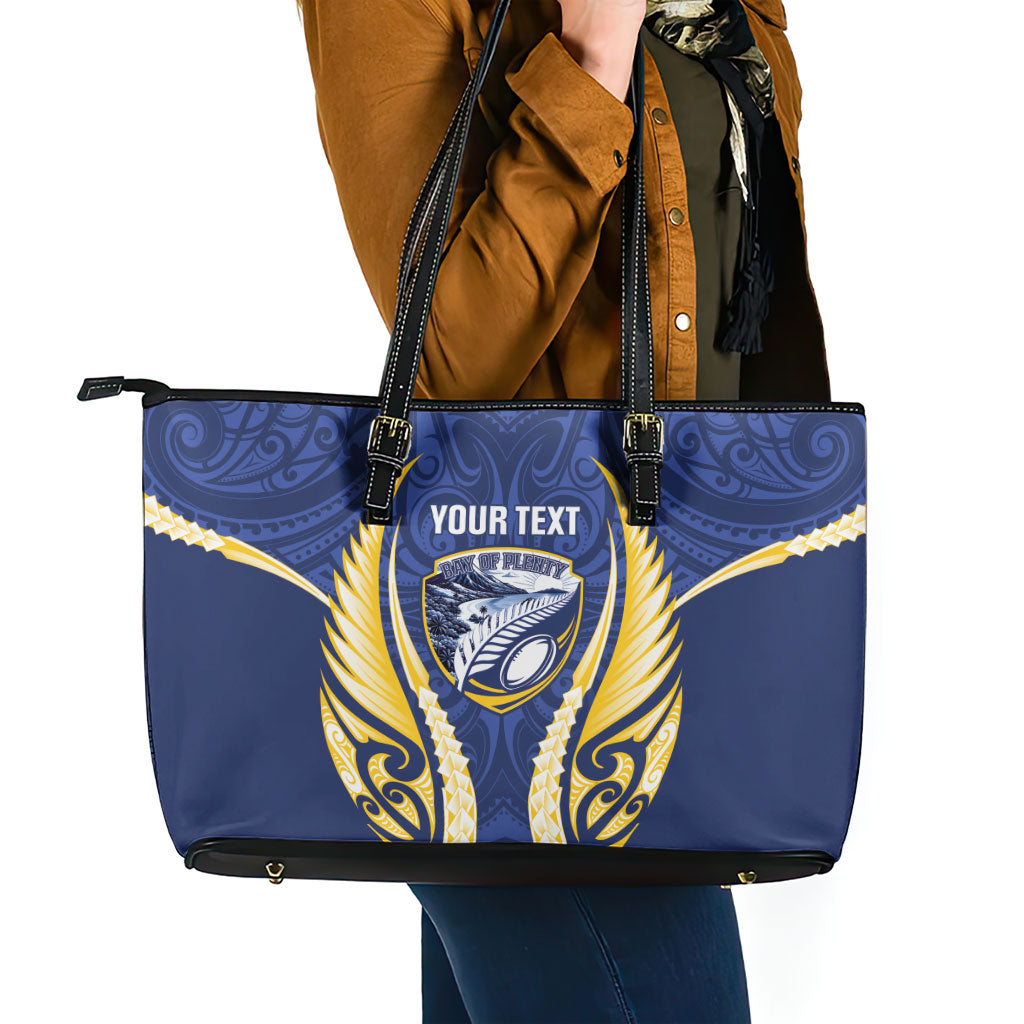 Bay of Plenty 2026 Rugby Custom Leather Tote Bag NZ Maori Silver Fern LT14 - Polynesian Pride