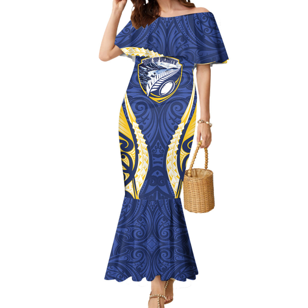 Bay of Plenty 2026 Rugby Custom Mermaid Dress NZ Maori Silver Fern LT14 Women Blue - Polynesian Pride