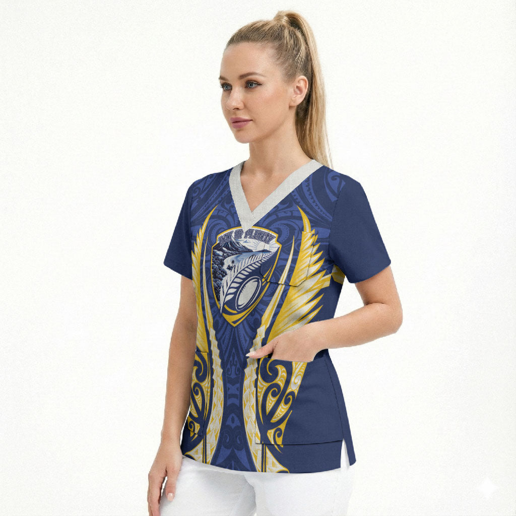 Bay of Plenty 2026 Rugby Custom Scrub Top NZ Maori Silver Fern