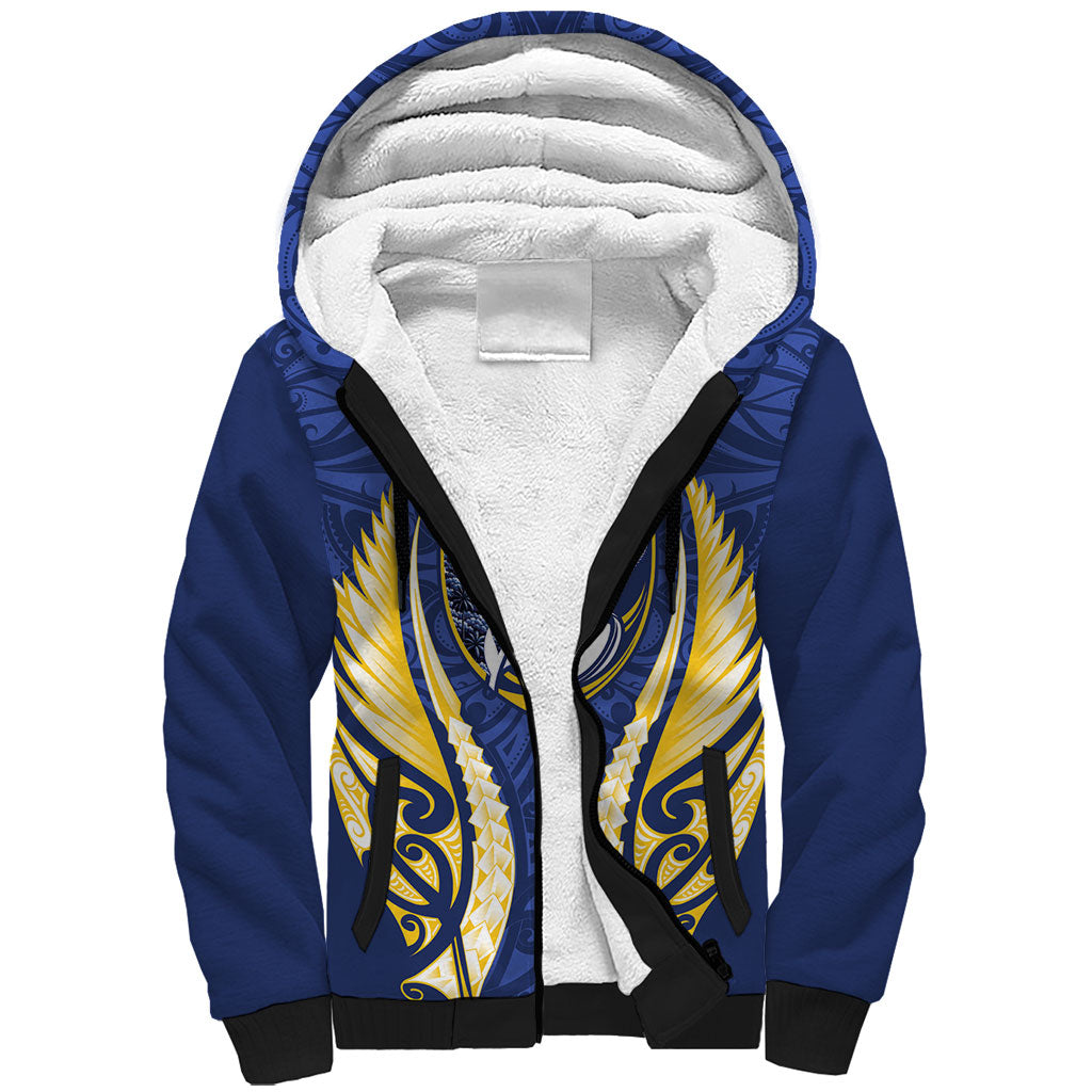 Bay of Plenty 2026 Rugby Custom Sherpa Hoodie NZ Maori Silver Fern LT14 Unisex Blue - Polynesian Pride