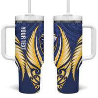 Bay of Plenty 2026 Rugby Custom Tumbler With Handle NZ Maori Silver Fern LT14 One Size: 40 oz Blue - Polynesian Pride