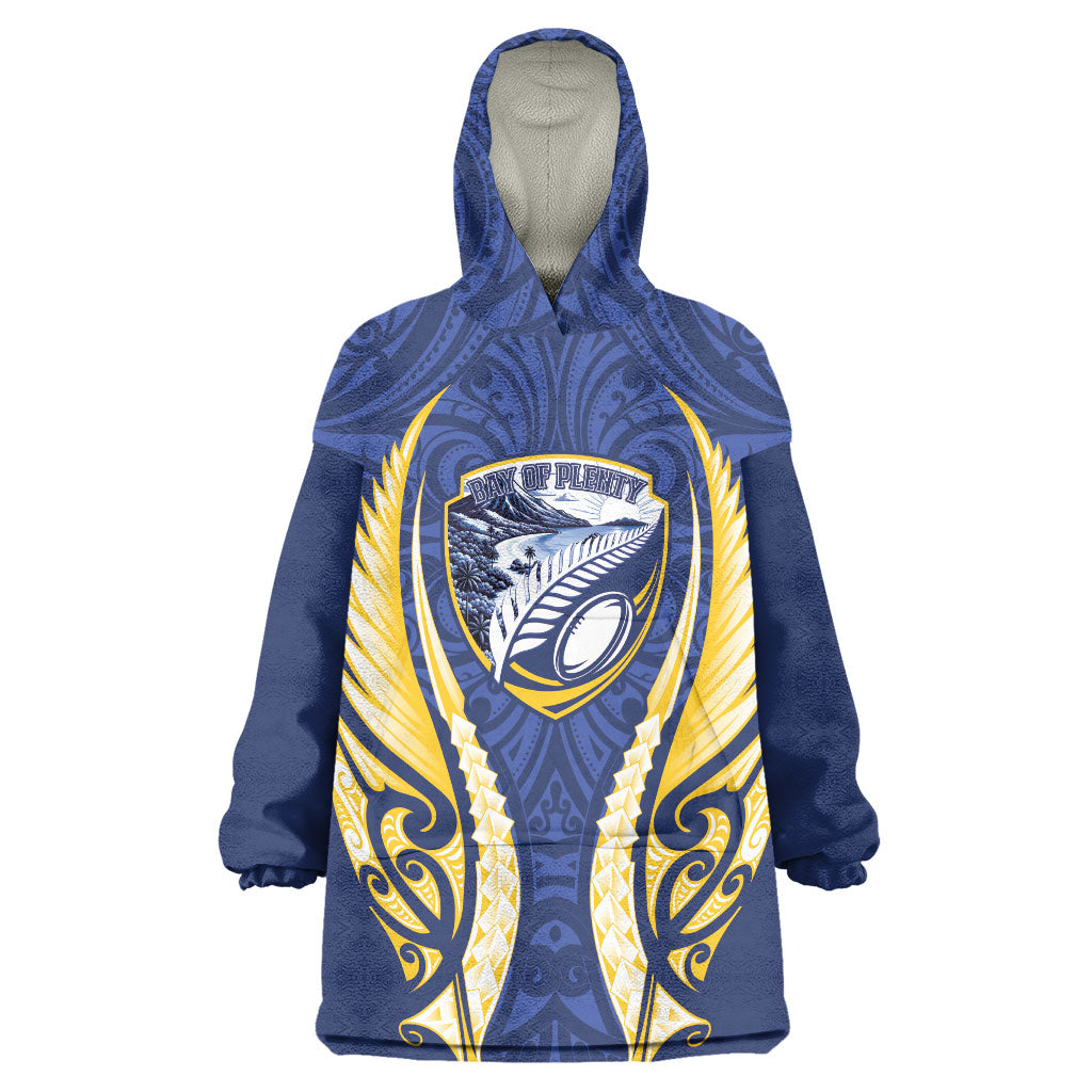 Bay of Plenty 2026 Rugby Custom Wearable Blanket Hoodie NZ Maori Silver Fern LT14 One Size Blue - Polynesian Pride