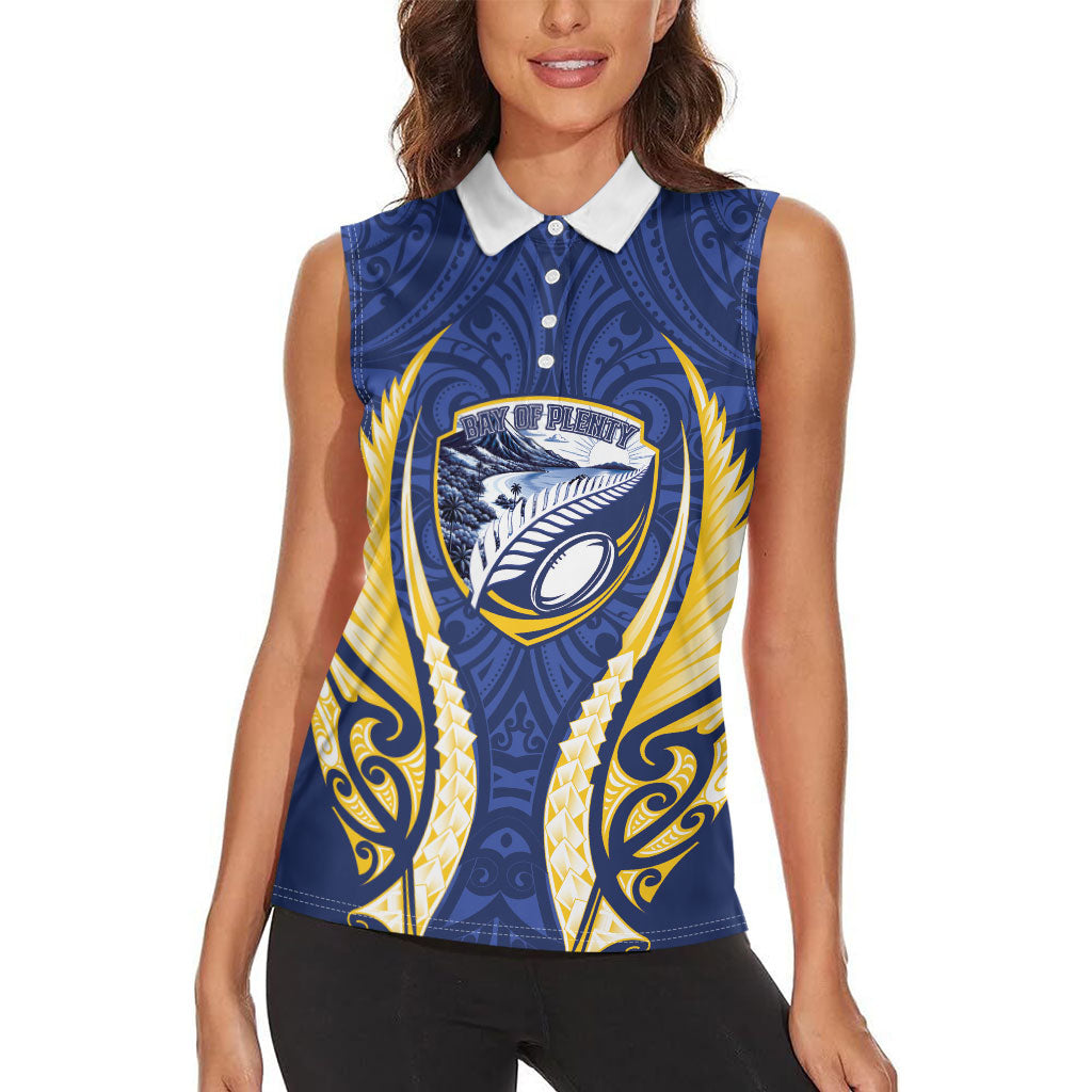 Bay of Plenty 2026 Rugby Custom Women Sleeveless Polo Shirt NZ Maori Silver Fern LT14 - Polynesian Pride