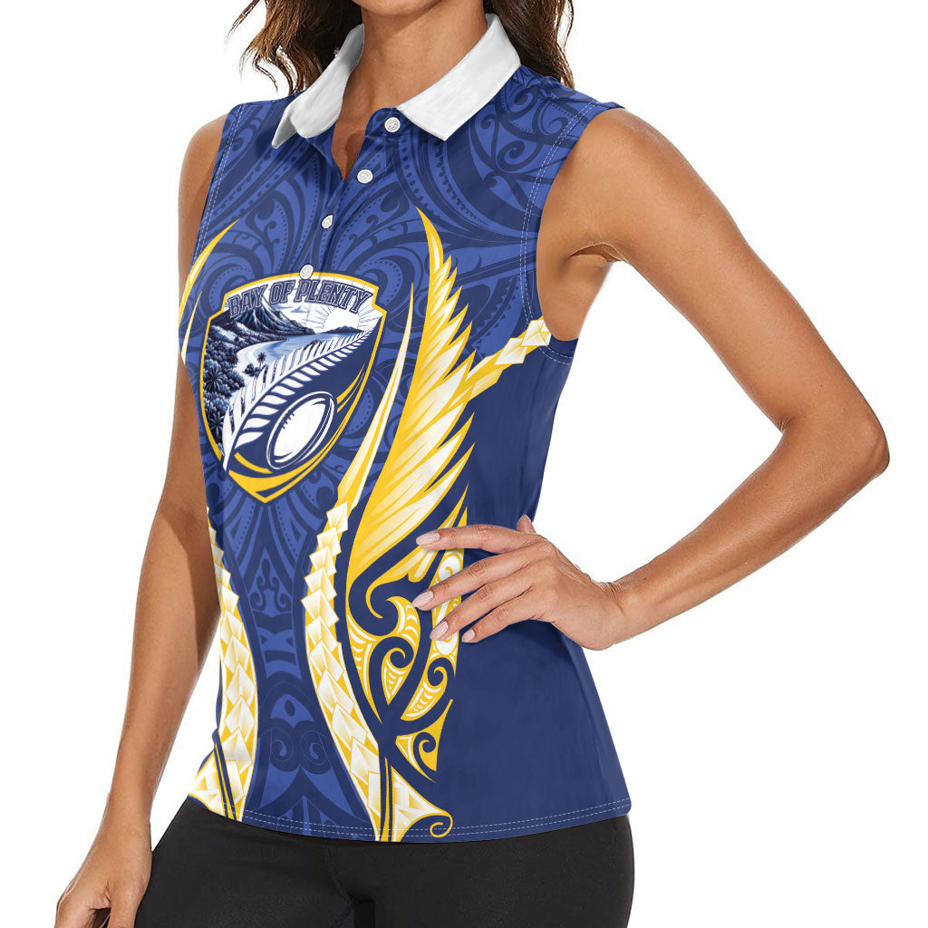 Bay of Plenty 2026 Rugby Custom Women Sleeveless Polo Shirt NZ Maori Silver Fern LT14 - Polynesian Pride
