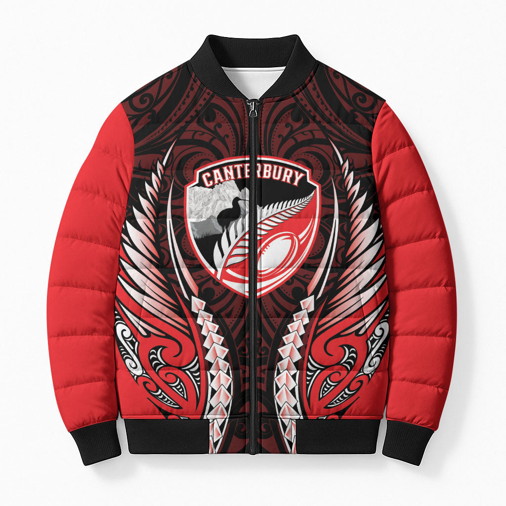 Canterbury 2026 Rugby Custom Bomber Puffer Jacket NZ Maori Silver Fern
