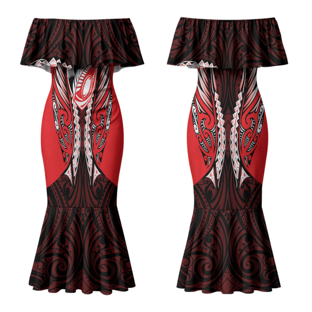 Canterbury 2026 Rugby Custom Couples Matching Mermaid Dress and Hawaiian Shirt NZ Maori Silver Fern LT14 - Polynesian Pride