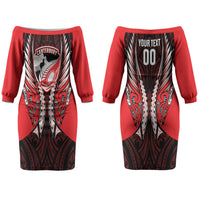 Canterbury 2026 Rugby Custom Couples Matching Off The Shoulder Long Sleeve Dress and Long Sleeve Button Shirt NZ Maori Silver Fern LT14 - Polynesian Pride
