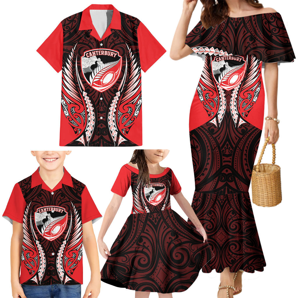 Canterbury 2026 Rugby Custom Family Matching Mermaid Dress and Hawaiian Shirt NZ Maori Silver Fern