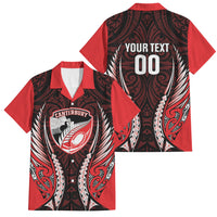 Canterbury 2026 Rugby Custom Family Matching Off Shoulder Maxi Dress and Hawaiian Shirt NZ Maori Silver Fern LT14 Dad's Shirt - Short Sleeve Red - Polynesian Pride