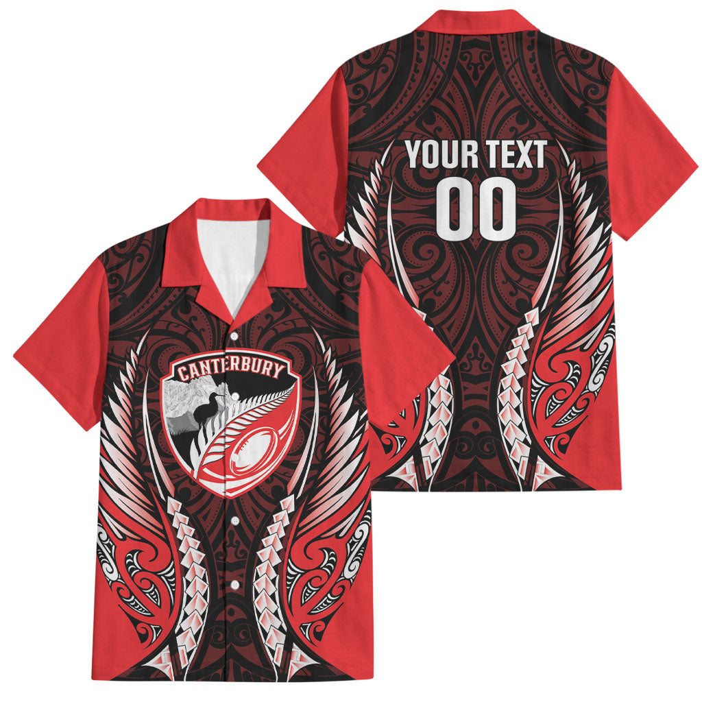 Canterbury 2026 Rugby Custom Family Matching Off Shoulder Short Dress and Hawaiian Shirt NZ Maori Silver Fern LT14 Dad's Shirt - Short Sleeve Red - Polynesian Pride