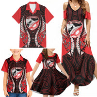 Canterbury 2026 Rugby Custom Family Matching Summer Maxi Dress and Hawaiian Shirt NZ Maori Silver Fern LT14 - Polynesian Pride