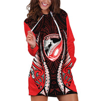 Canterbury 2026 Rugby Custom Hoodie Dress NZ Maori Silver Fern LT14 Red - Polynesian Pride