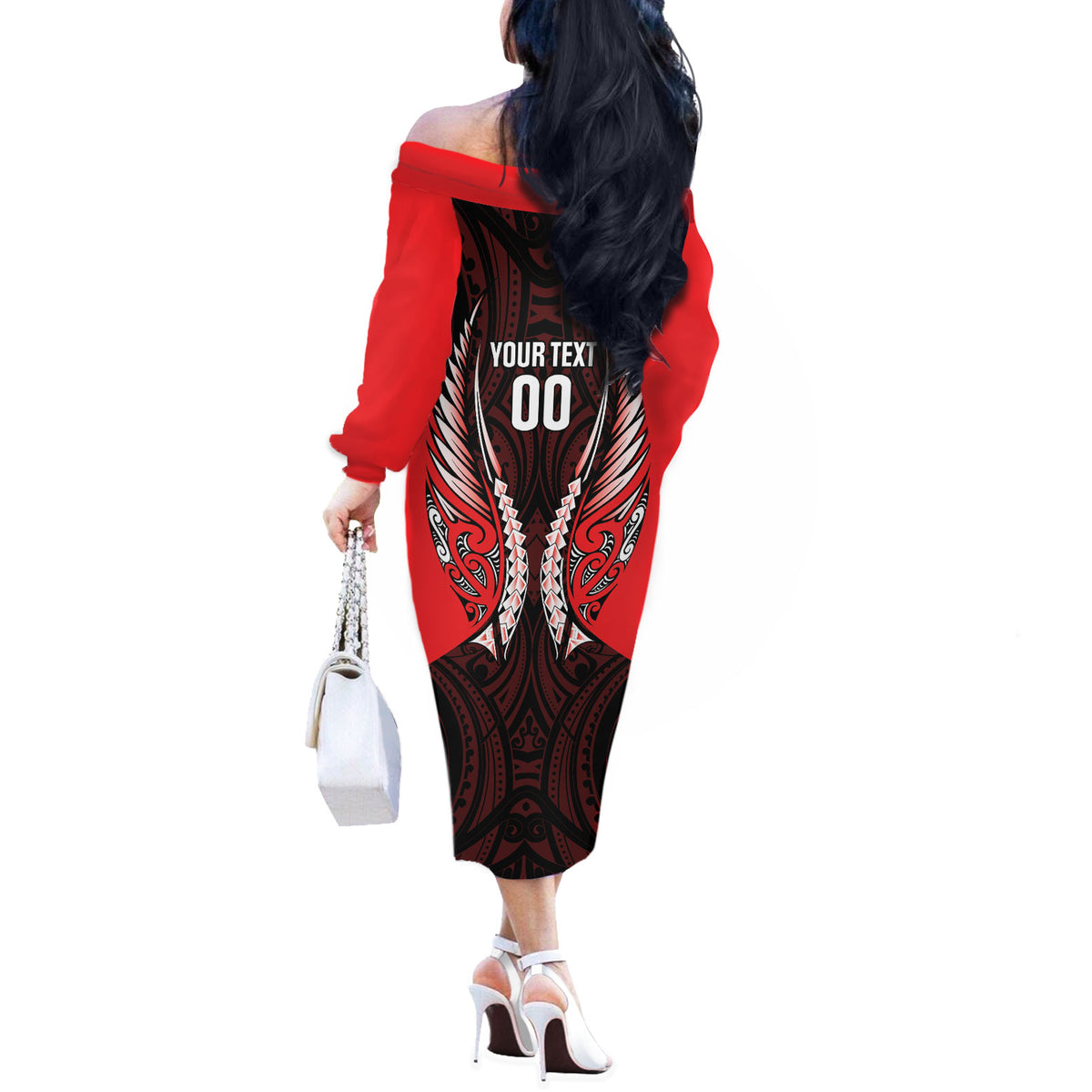 Canterbury 2026 Rugby Custom Off The Shoulder Long Sleeve Dress NZ Maori Silver Fern