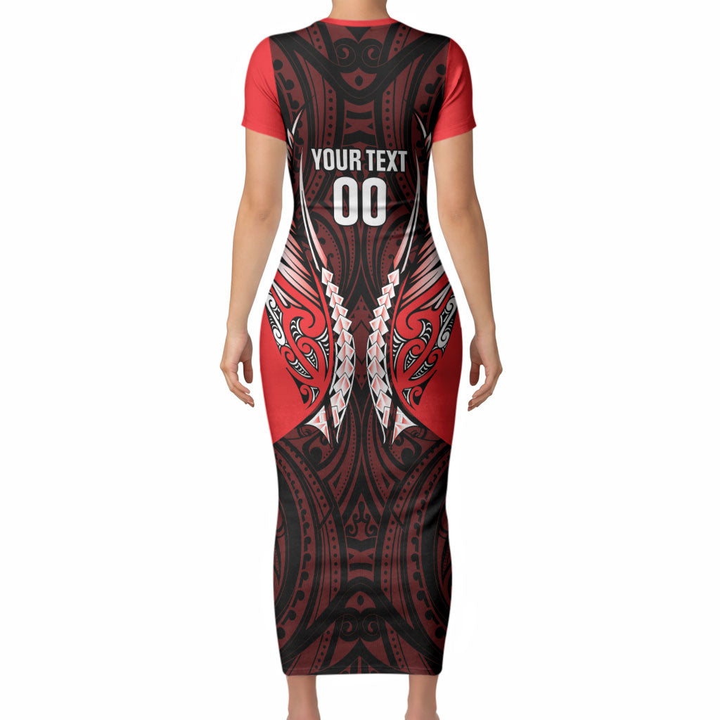 Canterbury 2026 Rugby Custom Short Sleeve Bodycon Dress NZ Maori Silver Fern LT14 - Polynesian Pride