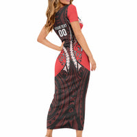 Canterbury 2026 Rugby Custom Short Sleeve Bodycon Dress NZ Maori Silver Fern LT14 - Polynesian Pride
