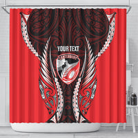 Canterbury 2026 Rugby Custom Shower Curtain NZ Maori Silver Fern