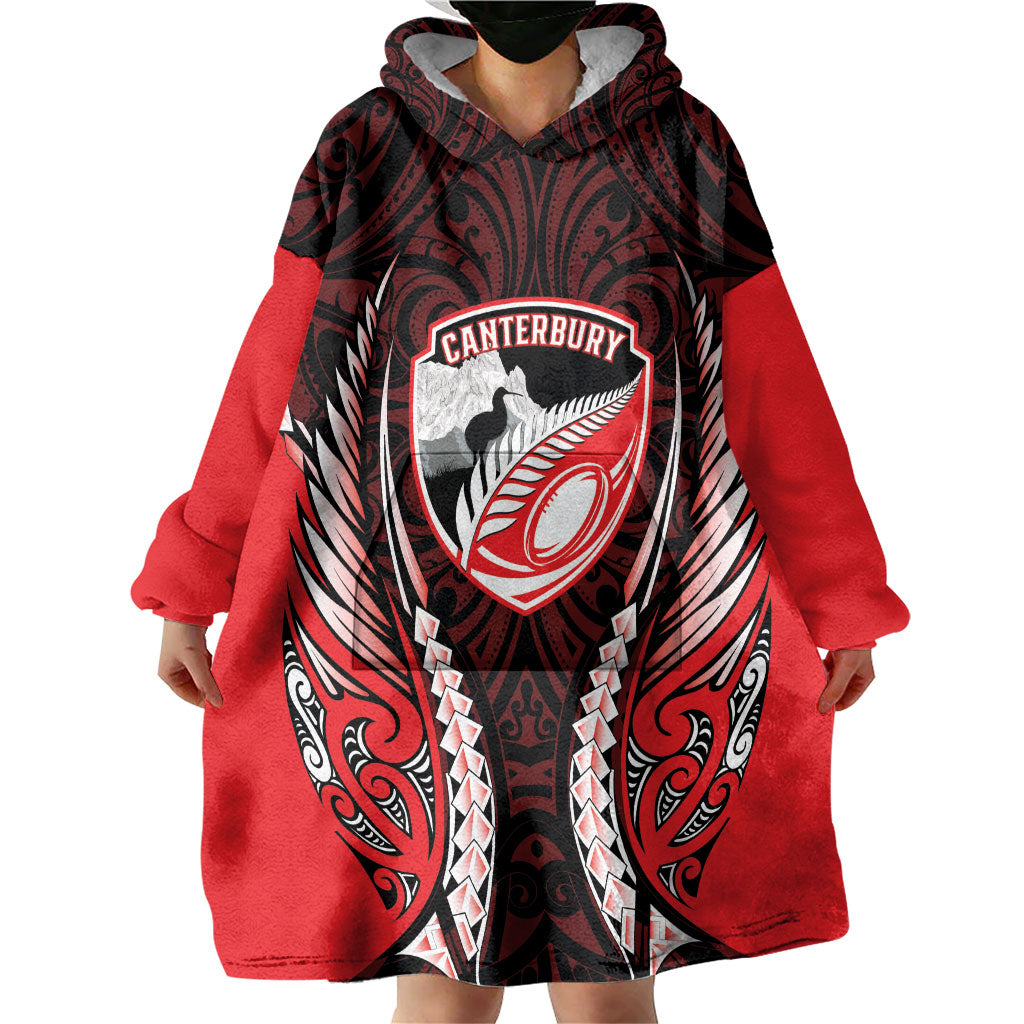 Canterbury 2026 Rugby Custom Wearable Blanket Hoodie NZ Maori Silver Fern LT14 - Polynesian Pride