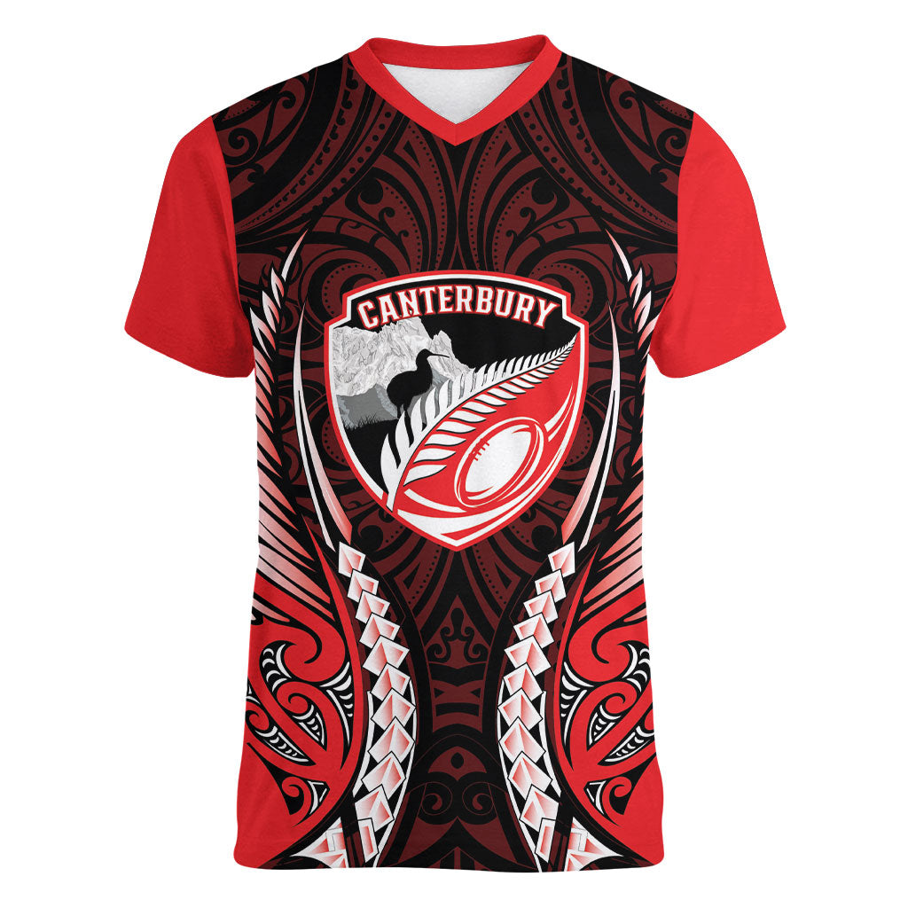 Canterbury 2026 Rugby Custom Women V-Neck T-Shirt NZ Maori Silver Fern