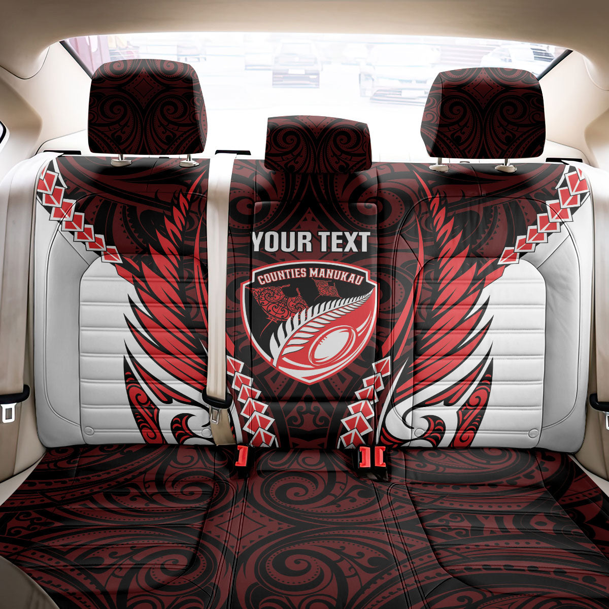Counties Manukau 2026 Rugby Custom Back Car Seat Cover NZ Maori Silver Fern LT14 - Polynesian Pride