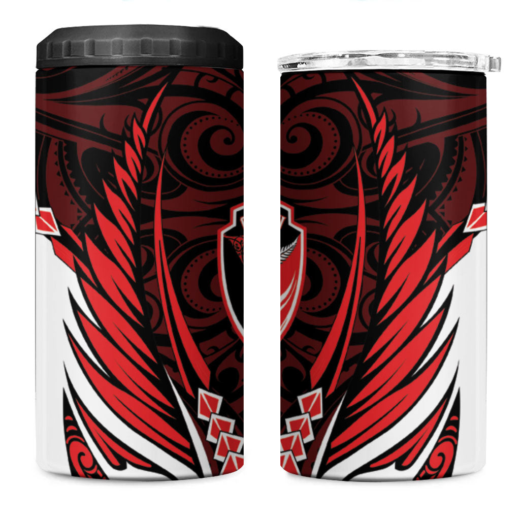 Counties Manukau 2026 Rugby Custom 4 in 1 Can Cooler Tumbler NZ Maori Silver Fern LT14 One Size: 16 oz Red - Polynesian Pride