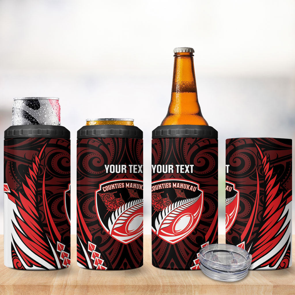 Counties Manukau 2026 Rugby Custom 4 in 1 Can Cooler Tumbler NZ Maori Silver Fern
