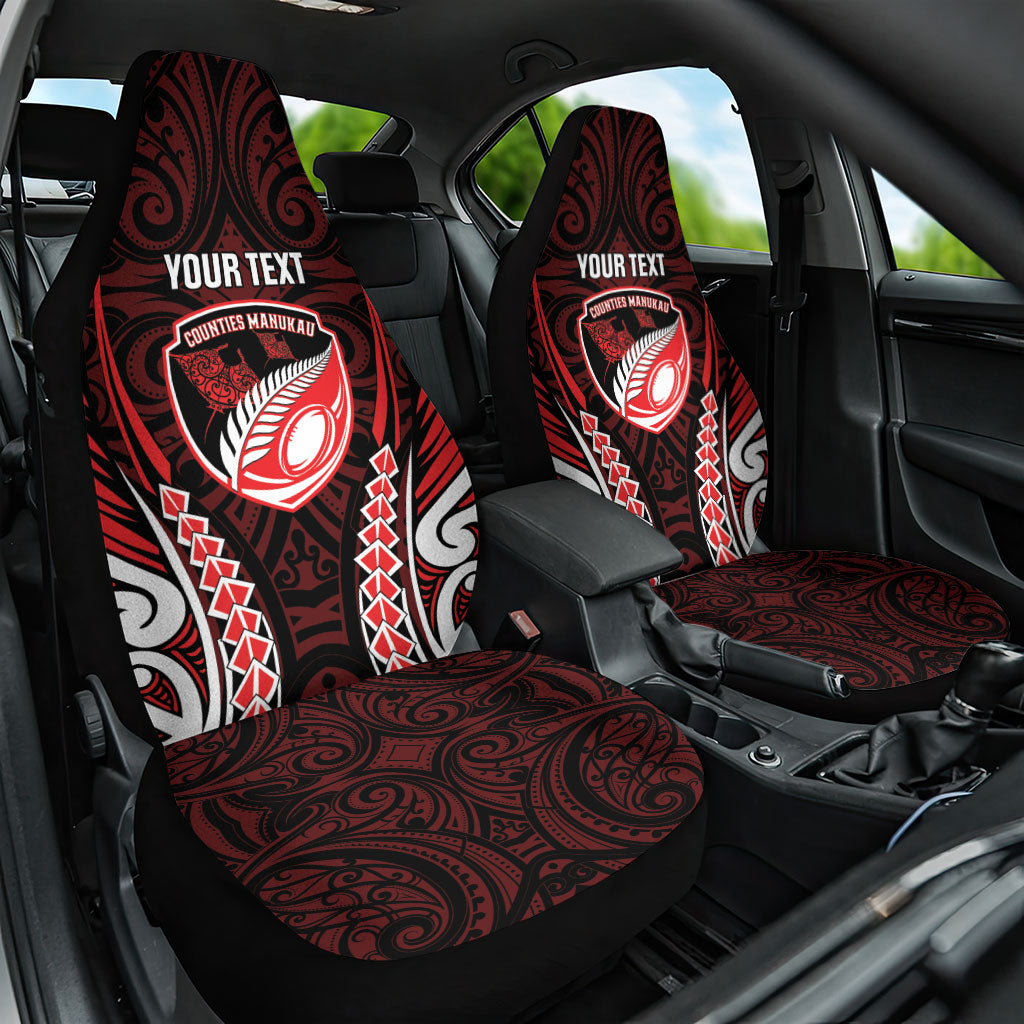 Counties Manukau 2026 Rugby Custom Car Seat Cover NZ Maori Silver Fern LT14 One Size Red - Polynesian Pride