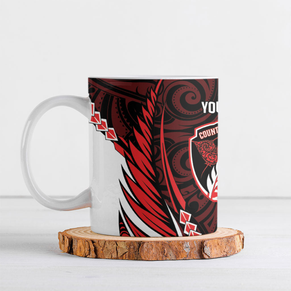 Counties Manukau 2026 Rugby Custom Ceramic Mug NZ Maori Silver Fern LT14 Red - Polynesian Pride